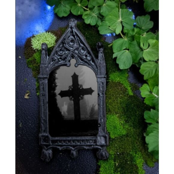 Black Cross Pin Gothic Purse Religious Cemetery Accessory Backpack Badge - Picture 3 of 3